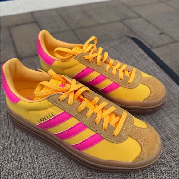 Adidas Bright Yellow and Pink Gazelle Bold - Picture 2 of 7